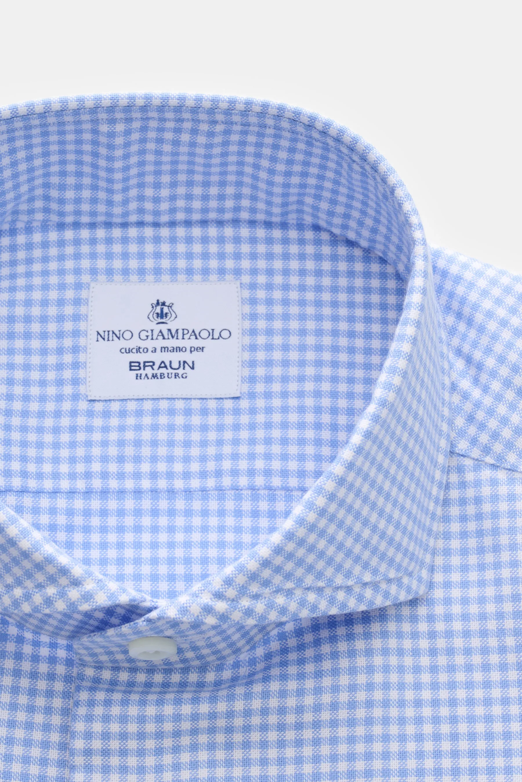 Giampaolo - Herren - Casual Hemd Haifisch-Kragen blau/weiß kariert – Bild 2