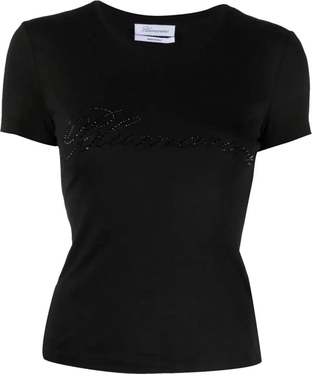 Blumarine - Black Logo T-Shirt With Rhinestone Embellishment - Größe S - schwarz Blumarine - Black Logo T-Shirt With Rhinestone Embellishment - Größe S - schwarz