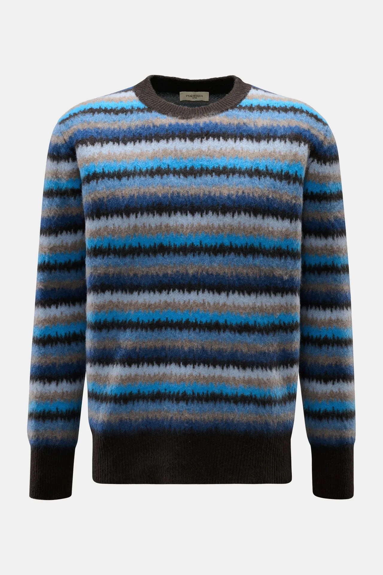 Piacenza 1733 - Herren - Cashmere Rundhalspullover dunkelbraun/blau/beige gestreift Piacenza 1733 - Herren - Cashmere Rundhalspullover dunkelbraun/blau/beige gestreift