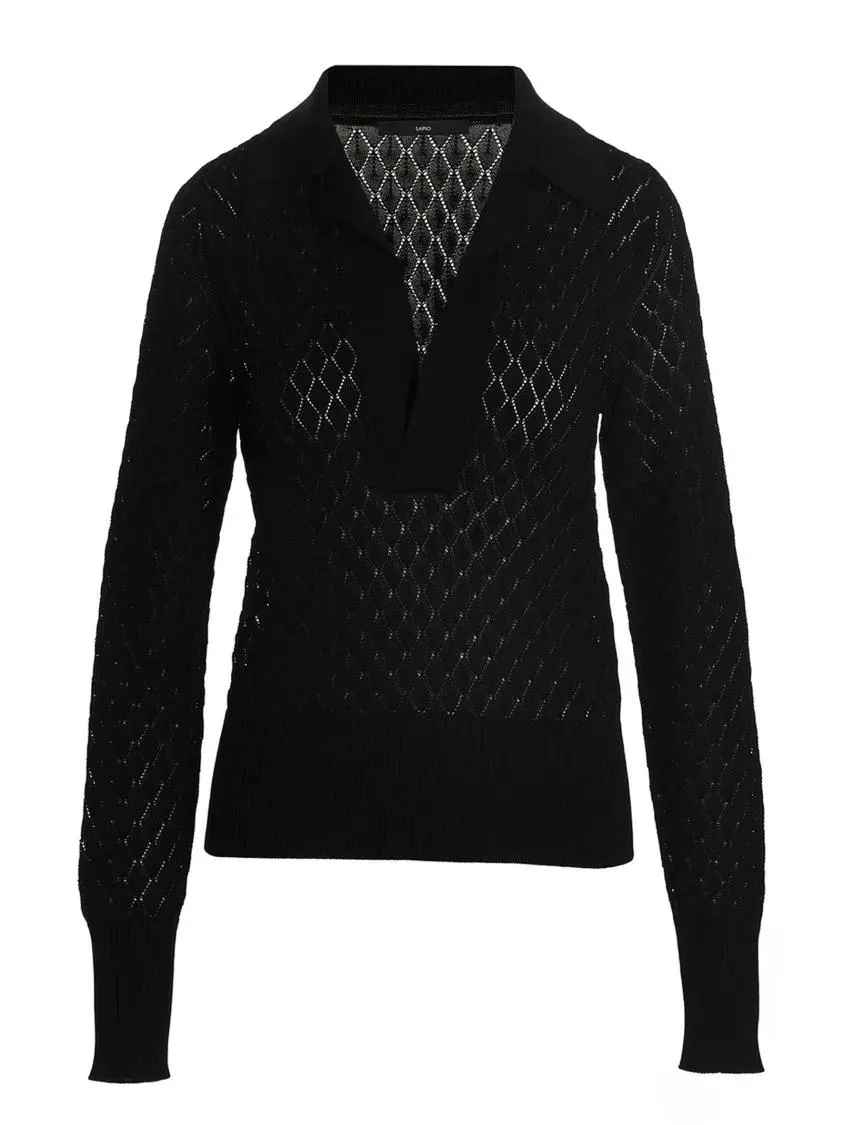 Sapio - Viscose Knit Polo Shirt - Größe 42 - schwarz Sapio - Viscose Knit Polo Shirt - Größe 42 - schwarz