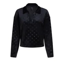 Karl Lagerfeld - Lounge-Poloshirt mit Monogram Top - Größe M - schwarz Karl Lagerfeld - Lounge-Poloshirt mit Monogram Top - Größe M - schwarz