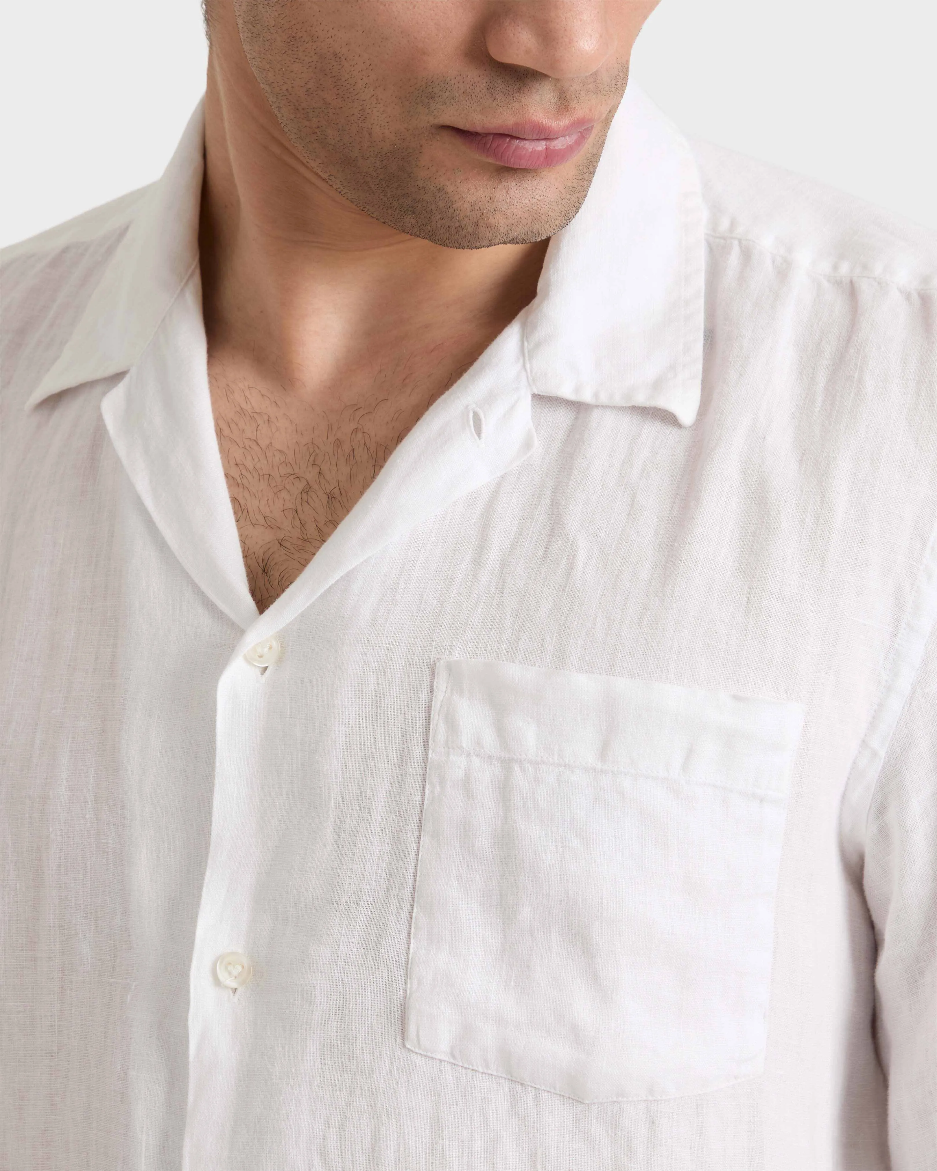 Vilebrequin - Solid Bowling-hemd Aus Leinen Für Herren - Hemd - Charli - Weiss - Größe L – Bild 5