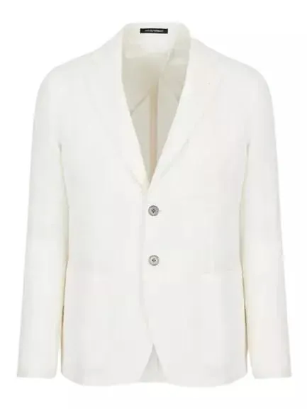Emporio Armani - White Single-Breasted Blazer - Größe 52 - white Emporio Armani - White Single-Breasted Blazer - Größe 52 - white
