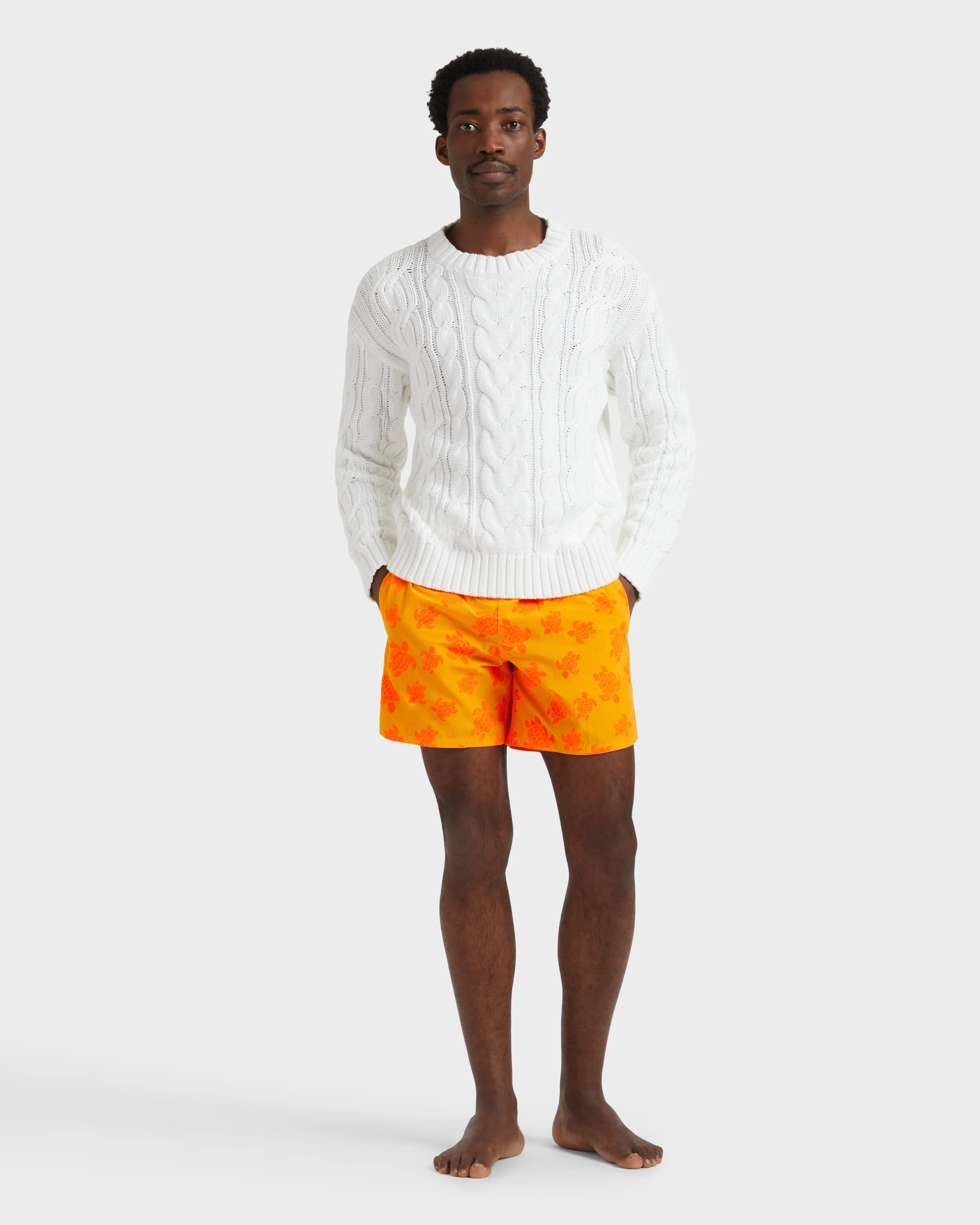 Vilebrequin - Beflockte Ronde Des Tortues Badeshorts Für Herren - Bademode - Moorea - Orange - Größe XL – Bild 7