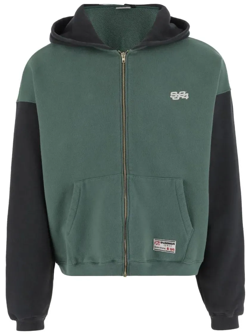 SUMMER GAMES - Color-Block Cotton Hoodie With Front Logo - Größe M - grün SUMMER GAMES - Color-Block Cotton Hoodie With Front Logo - Größe M - grün