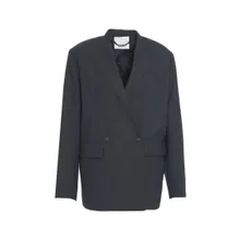 Erika Cavallini - Double-Breasted Wide Silhouette Blazer With V-Neck - Größe 44 - schwarz Erika Cavallini - Double-Breasted Wide Silhouette Blazer With V-Neck - Größe 44 - schwarz