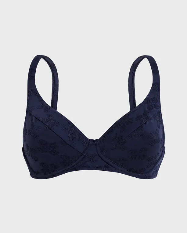 Vilebrequin - Turtle Monogram Bügel-bikinioberteil Aus Jacquard Für Damen - Bademode - Leona - Blau - Größe M Vilebrequin - Turtle Monogram Bügel-bikinioberteil Aus Jacquard Für Damen - Bademode - Leona - Blau - Größe M