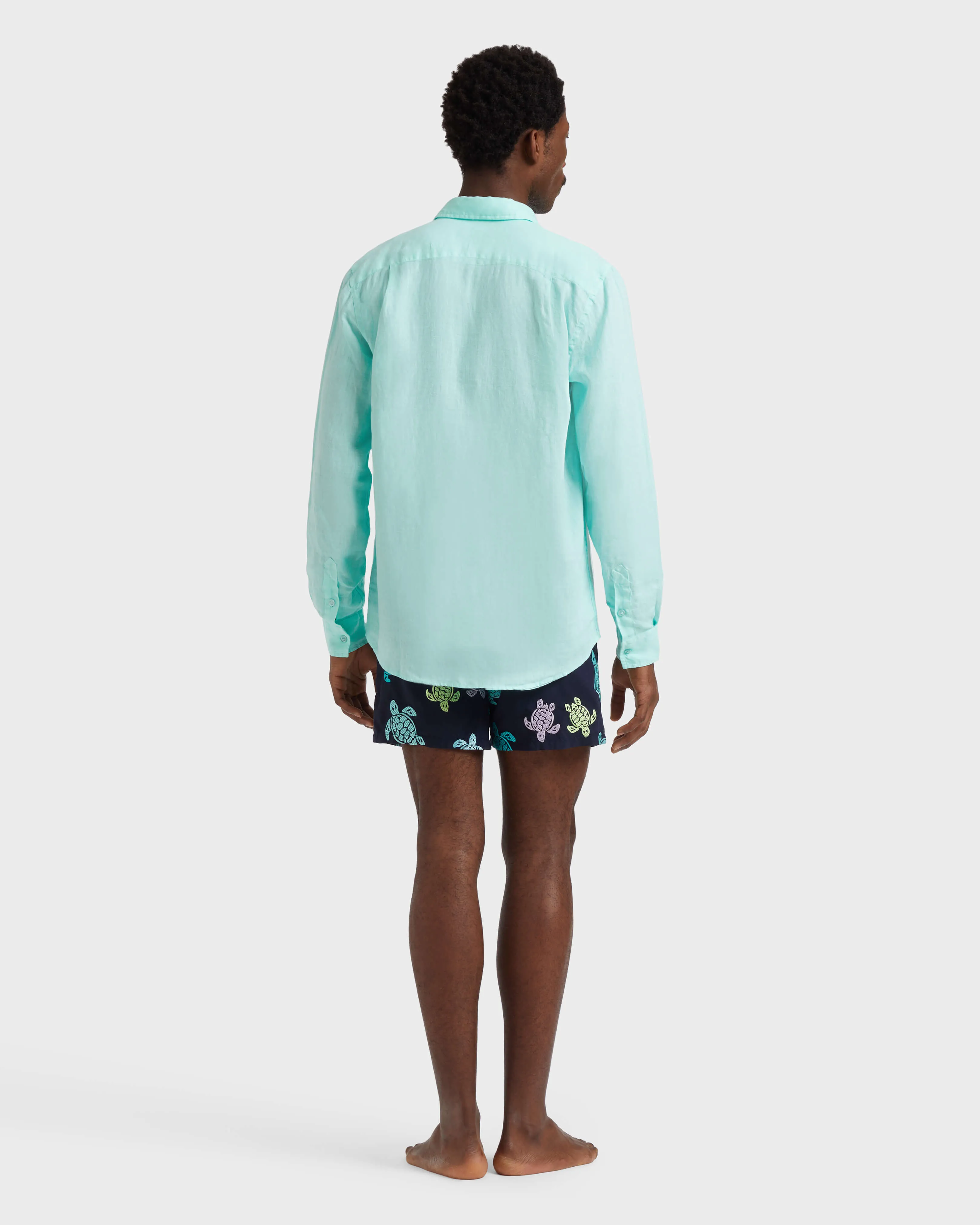 Vilebrequin - Einfarbiges Hemd Aus Leinen Für Herren - Hemd - Caroubis - Grün - Größe S – Bild 4