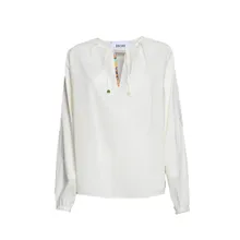 Bazar Deluxe - Cream Cotton Blouse With Ethnic Profile - Größe 44 - beige Bazar Deluxe - Cream Cotton Blouse With Ethnic Profile - Größe 44 - beige