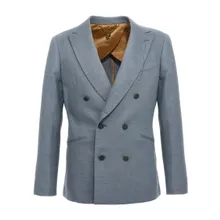 MAURIZIO MIRI - Double-Breasted Silk Blend Blazer With Button Clos - Größe 50 - blau MAURIZIO MIRI - Double-Breasted Silk Blend Blazer With Button Clos - Größe 50 - blau