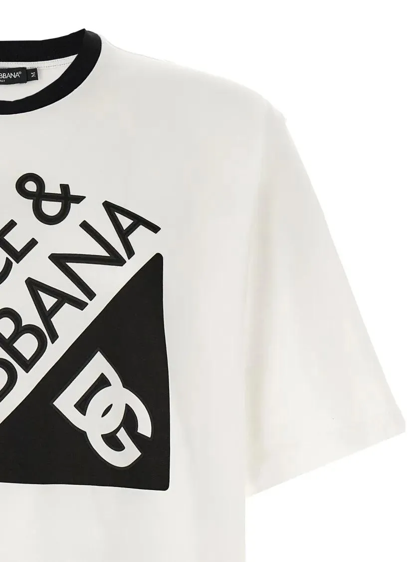 Dolce&Gabbana - Cotton Crewneck T-Shirt With Front Logo - Größe S - weiß – Bild 3