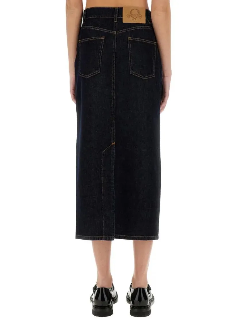 Moschino - Classic High-Waisted Long Denim Skirt - Größe 42 - blau – Bild 3