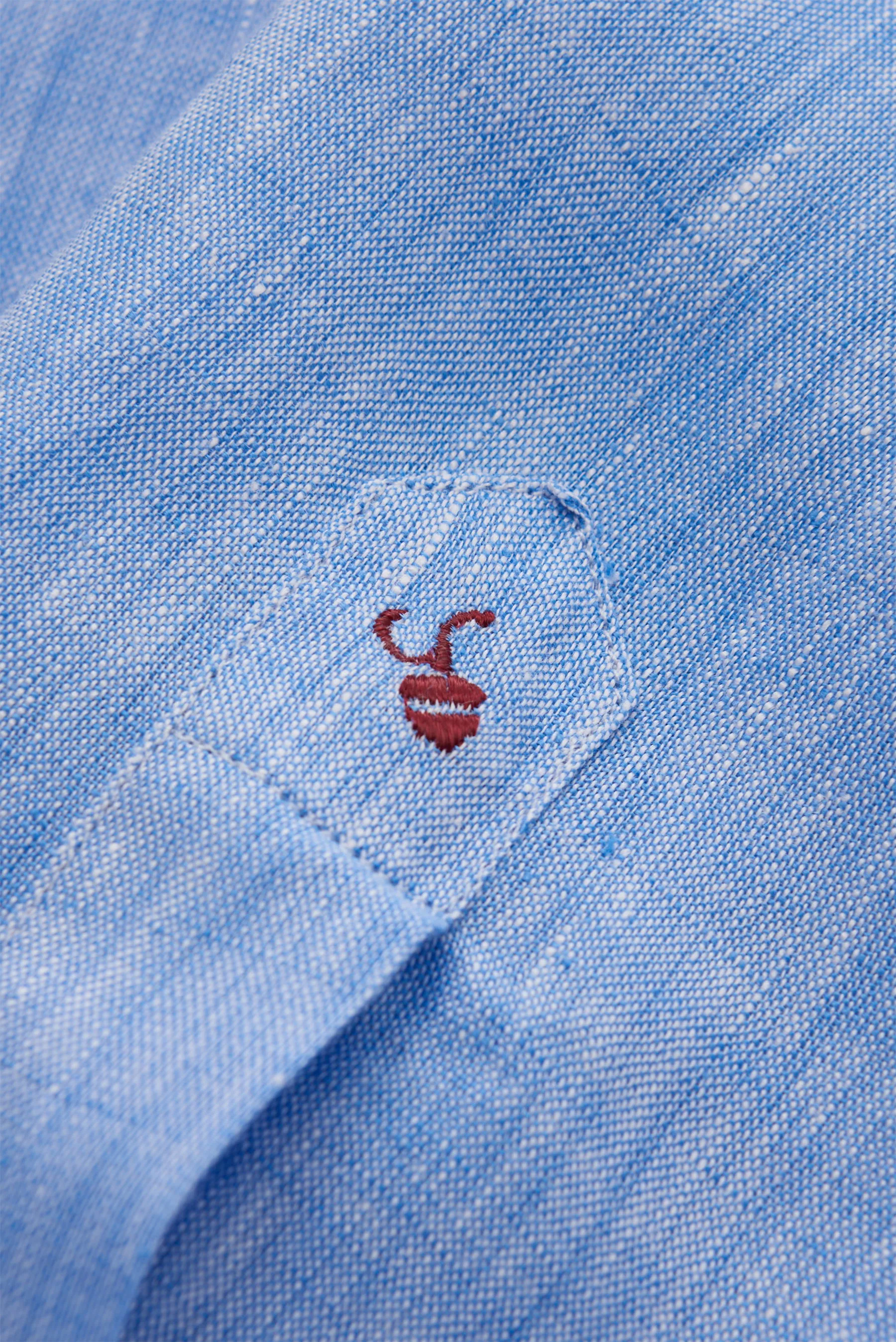 Glanshirt - Herren - Leinenhemd schmaler Kragen blau/weiß meliert – Bild 5