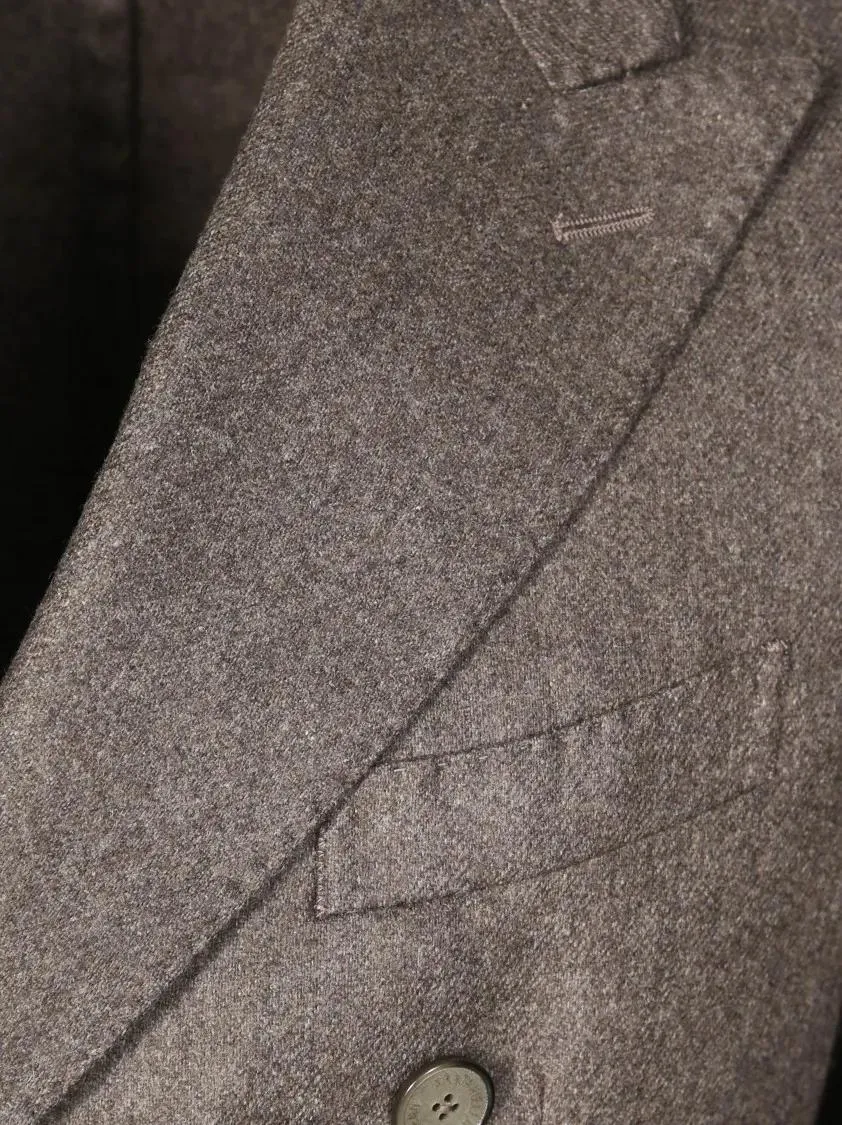 SANTANIELLO - Double-Breasted Cashmere-Wool Blazer With Tailored - Größe 52 - braun – Bild 2