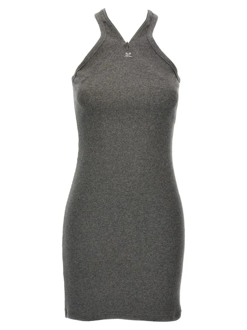 Courrèges - Criss Cross 90%27S Mini%27 Dress - Größe M - grau Courrèges - Criss Cross 90%27S Mini%27 Dress - Größe M - grau