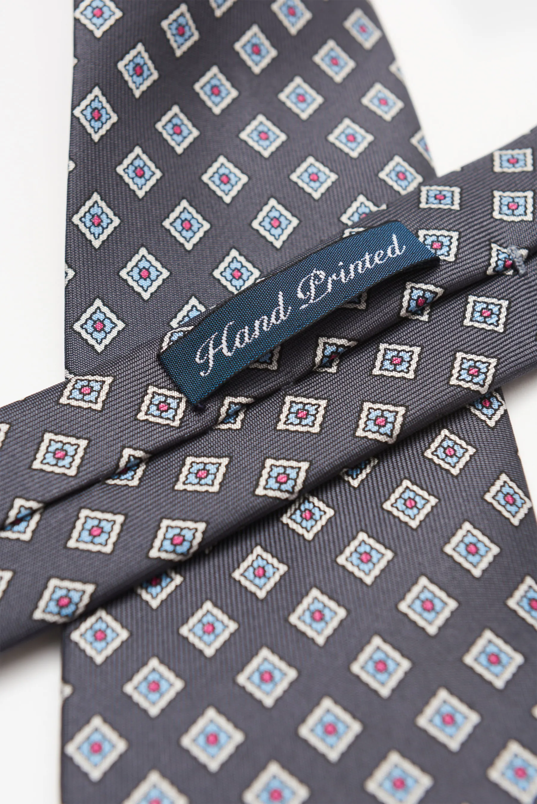 Bigi - Herren - Seidenkrawatte 'Nilo' dunkelgrau/hellblau/weiß gemustert – Bild 4