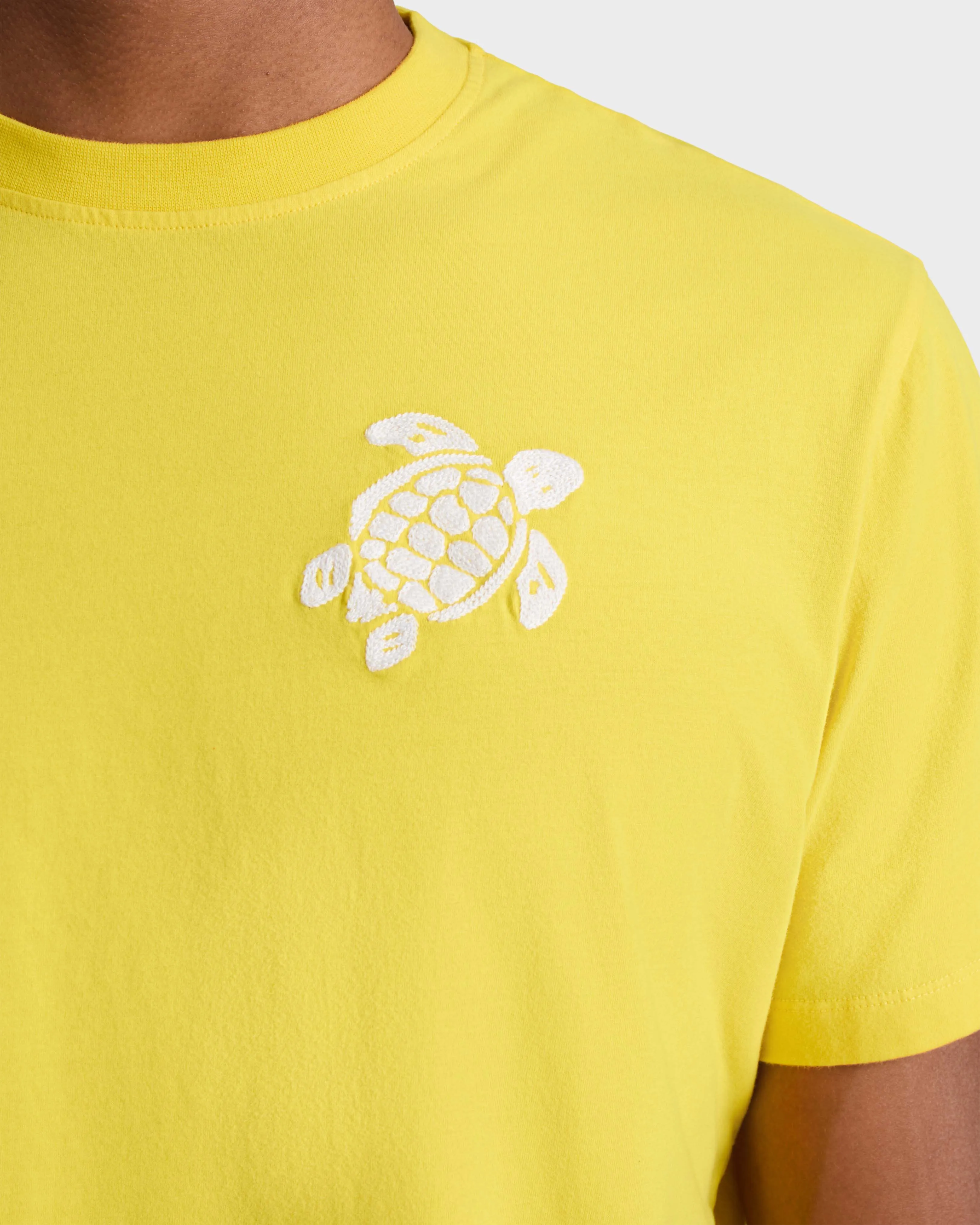 Vilebrequin - T-shirt Aus Bio-baumwolle Mit Aufgestickter, Großer Schildkröte Für Herren - T-shirt - Partisol - Gelb - Größe L – Bild 5