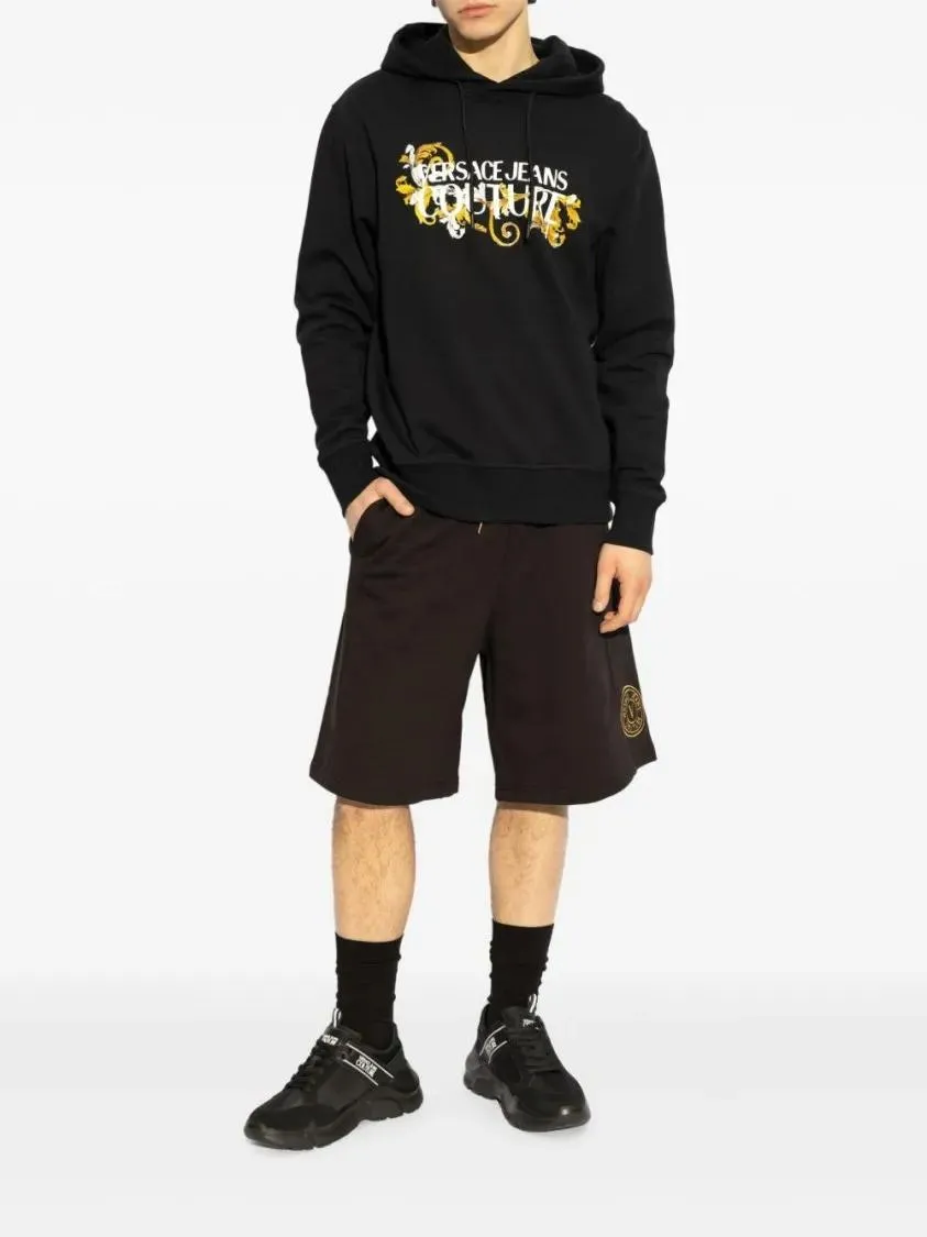 Versace Jeans Couture - Black Cotton Sweatshirt With Drawstring Hood - Größe L - schwarz – Bild 3