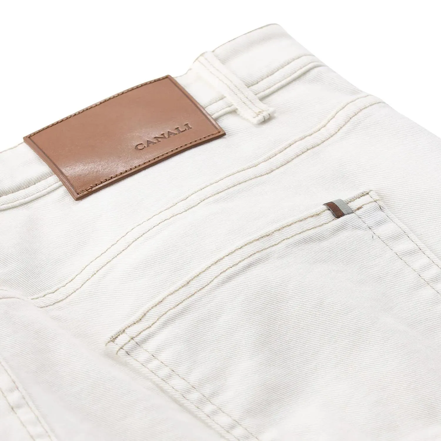 Canali - Regular-Fit Jeans aus Baumwollmix - Größe 50 - creme – Bild 2