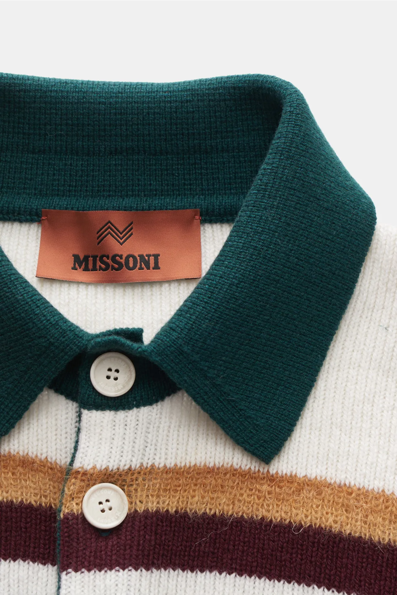 Missoni - Herren - Strick-Overshirt beige/weiß/grün gestreift – Bild 2