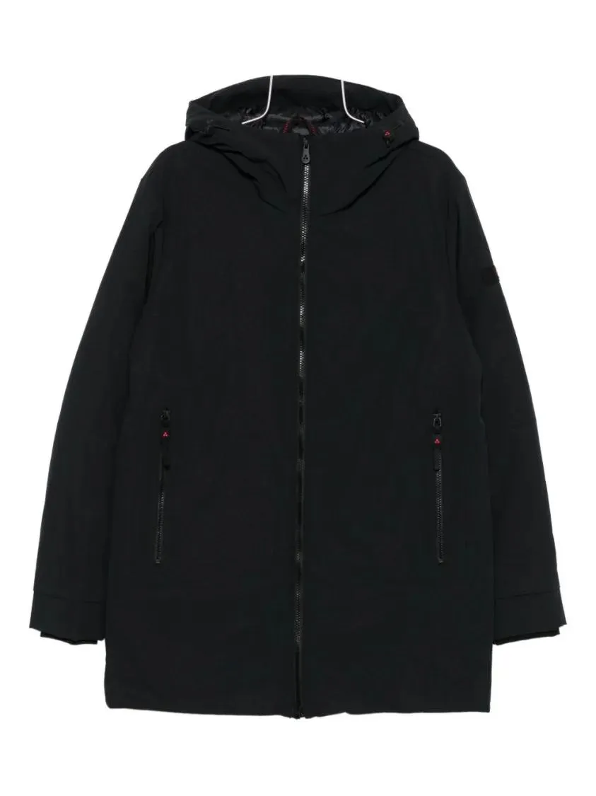 Peuterey - Black Coat With Hood And Zippered Pockets - Größe L - schwarz Peuterey - Black Coat With Hood And Zippered Pockets - Größe L - schwarz
