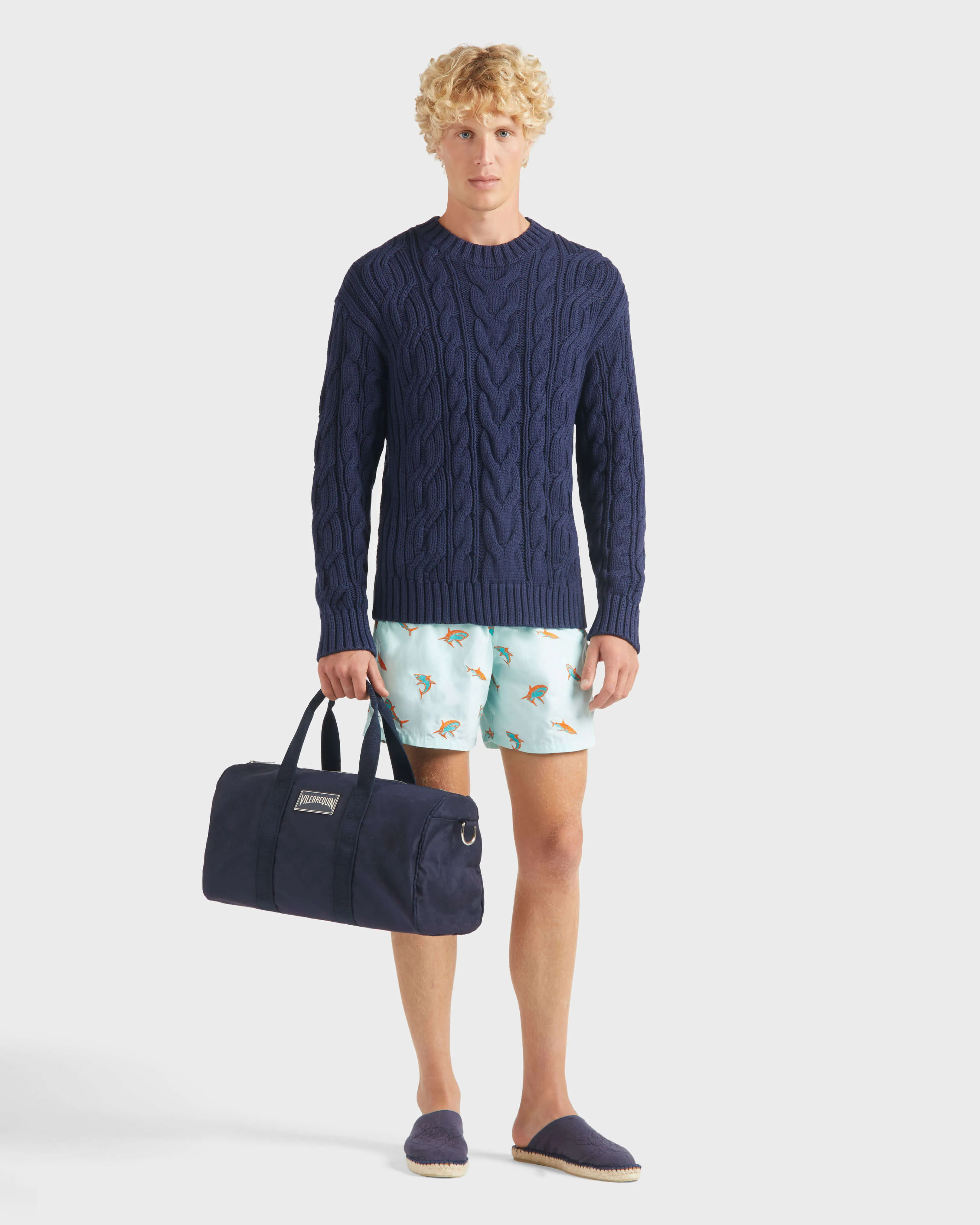 Vilebrequin - Herren Zopfmuster-baumwollpullover - Pullover - Philippe - Blau - Größe M – Bild 5