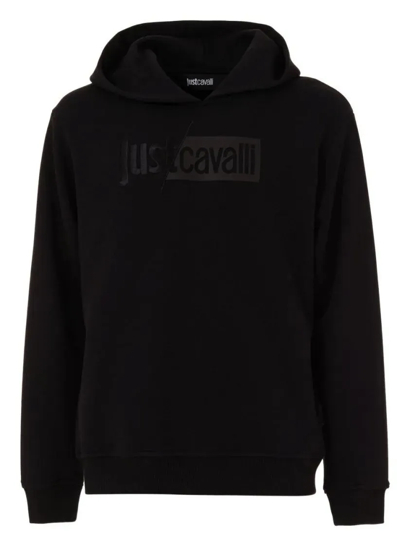 Just Cavalli - Hooded Sweatshirt With Tonal Logo Embroidery - Größe S - schwarz Just Cavalli - Hooded Sweatshirt With Tonal Logo Embroidery - Größe S - schwarz