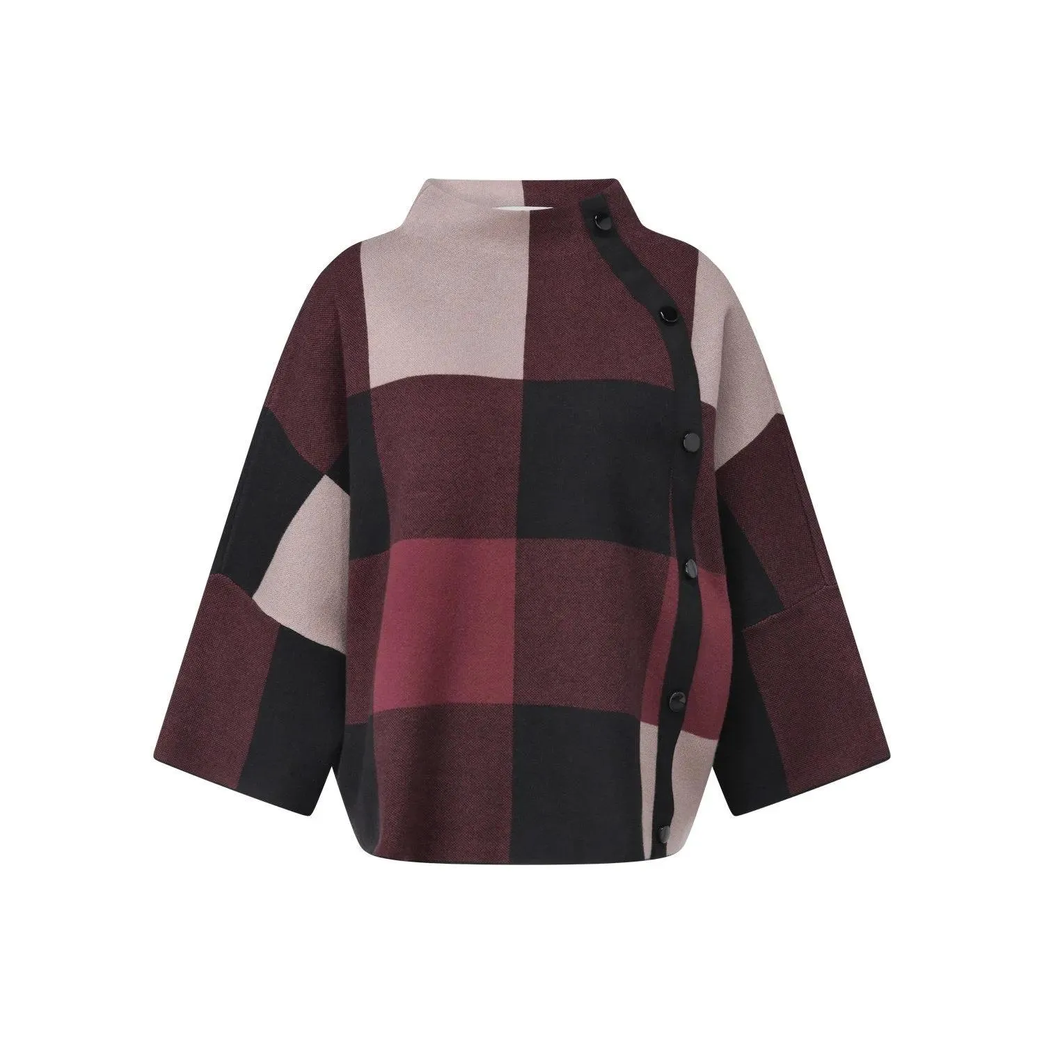 Joseph Ribkoff - Karierter Pullover mit Stehkragen - Größe L - rot Joseph Ribkoff - Karierter Pullover mit Stehkragen - Größe L - rot