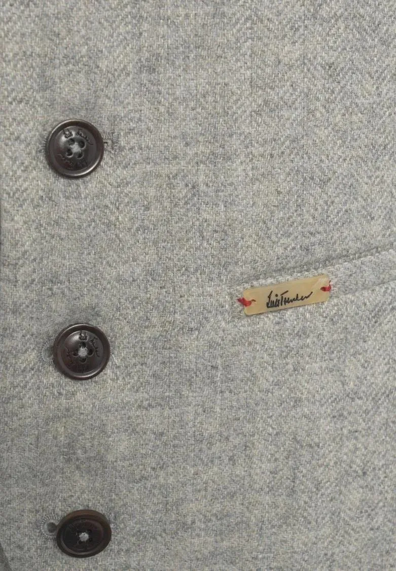 Luis Trenker - Herringbone Pattern Waistcoat With Adjustable Back - Größe 54 - grau – Bild 2