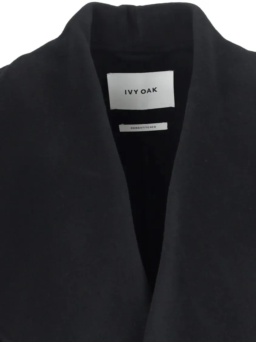 Ivy & Oak - Carrie Rose Black Wool Coat With Draped Collar - Größe 42 - schwarz – Bild 4