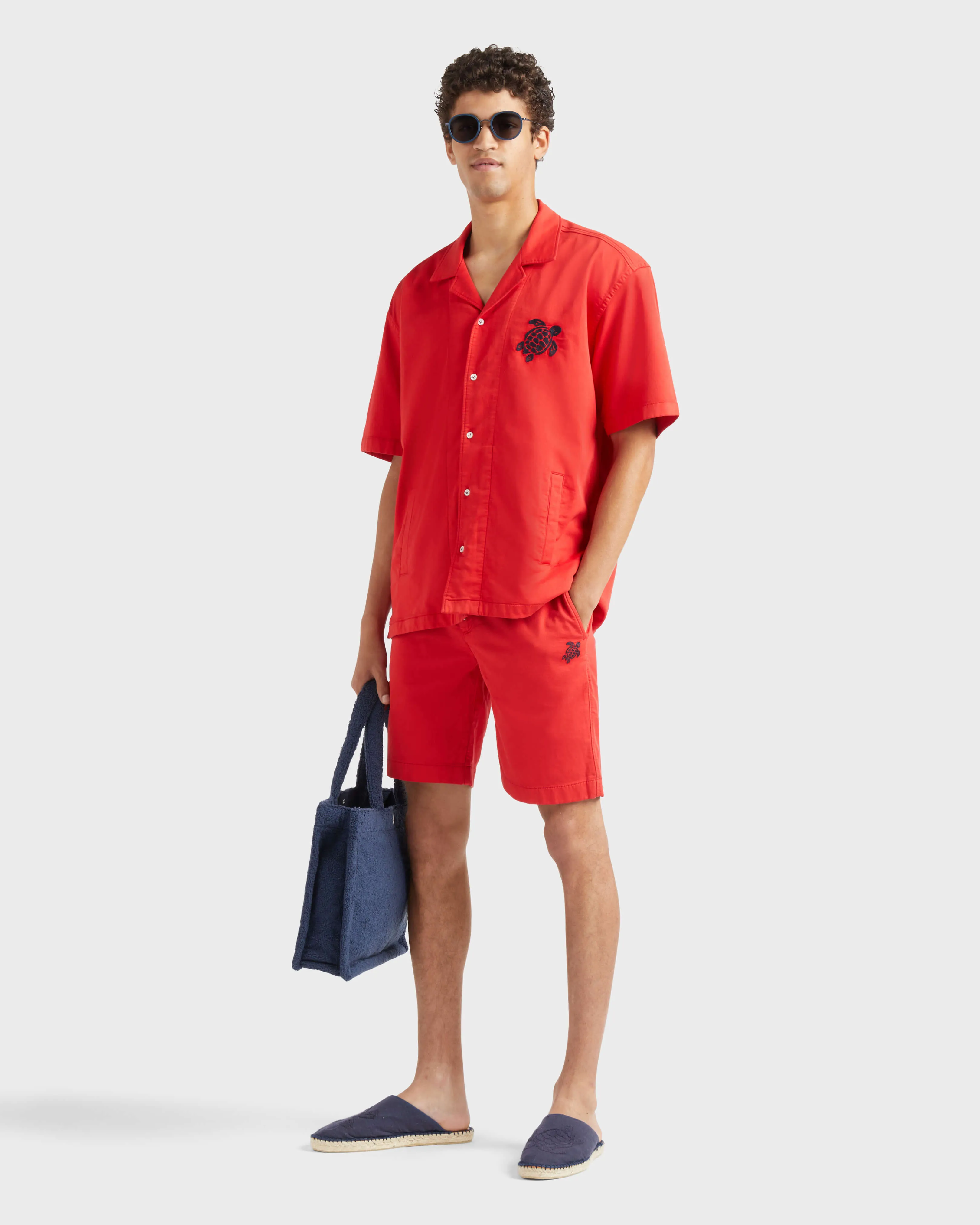 Vilebrequin - Turtle Stretch-bermudashorts Aus Baumwolle Für Herren - Bermuda - Levant - Rot - Größe 34 – Bild 5