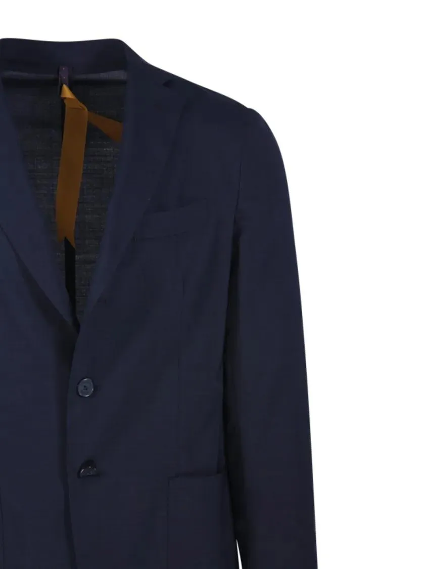 SANTANIELLO - Tailored Black Suit With Notch Lapels And Two-Butt - Größe 54 - blau – Bild 2