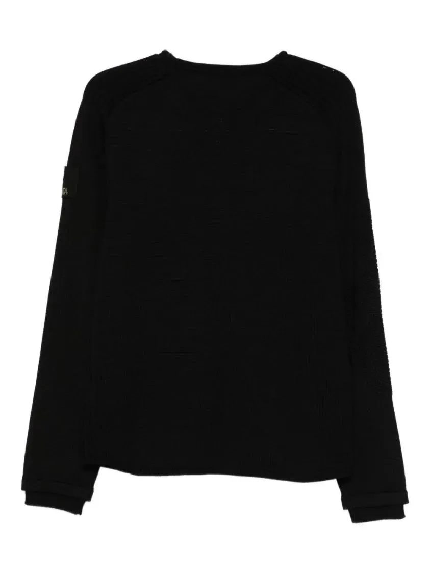 Premiata - Black Virgin Wool Sweater With Crew Neckline - Größe L - schwarz – Bild 2