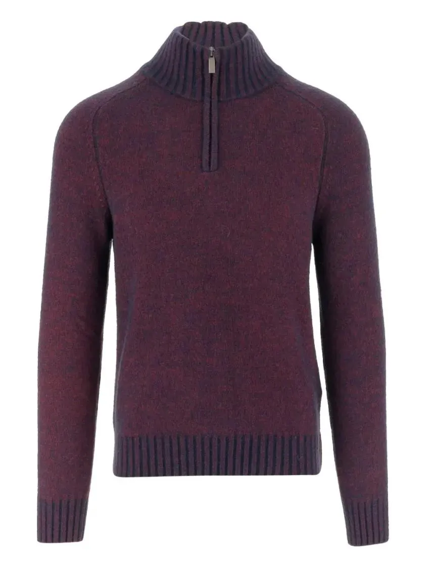 K-Way - Half-Zip Ribbed Pullover Sweater In Deep Burgundy - Größe M - schwarz K-Way - Half-Zip Ribbed Pullover Sweater In Deep Burgundy - Größe M - schwarz