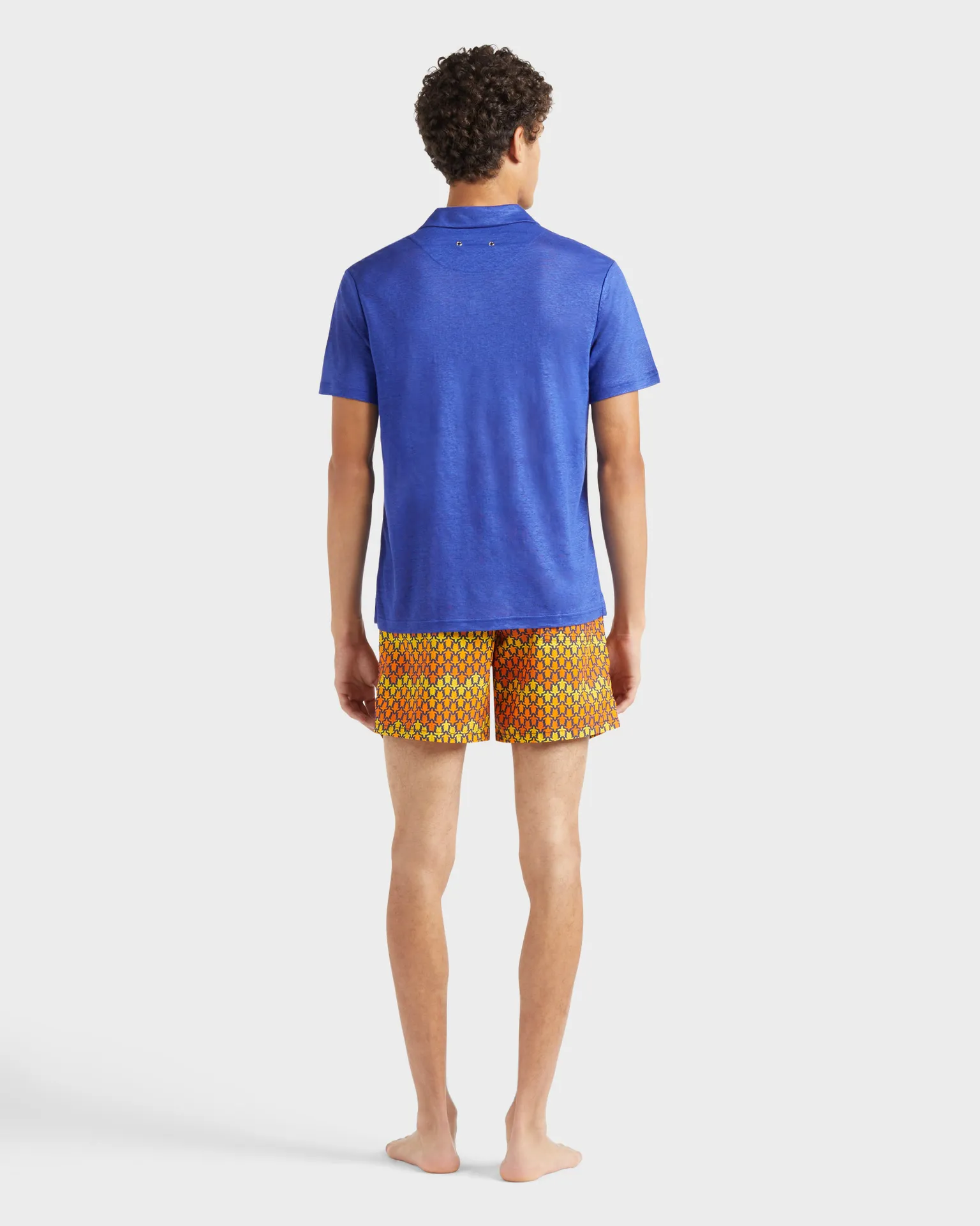 Vilebrequin - Einfarbiges Polohemd Aus Leinenjersey Für Herren - Polohemd - Pyramid - Blau - Größe S – Bild 4