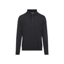 Kiton - Classic Black Polo T-Shirt With Buttoned Placket - Größe M - grau Kiton - Classic Black Polo T-Shirt With Buttoned Placket - Größe M - grau