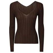 LUSSI - Ribbed Silk Long-Sleeved Sweater - Größe 1 - braun LUSSI - Ribbed Silk Long-Sleeved Sweater - Größe 1 - braun