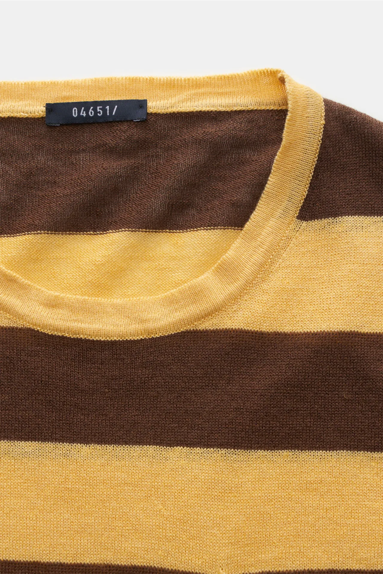 04651/ A trip in a bag - Herren - Kurzarm-Pullover 'Striped Tee' gelb/braun gestreift – Bild 2