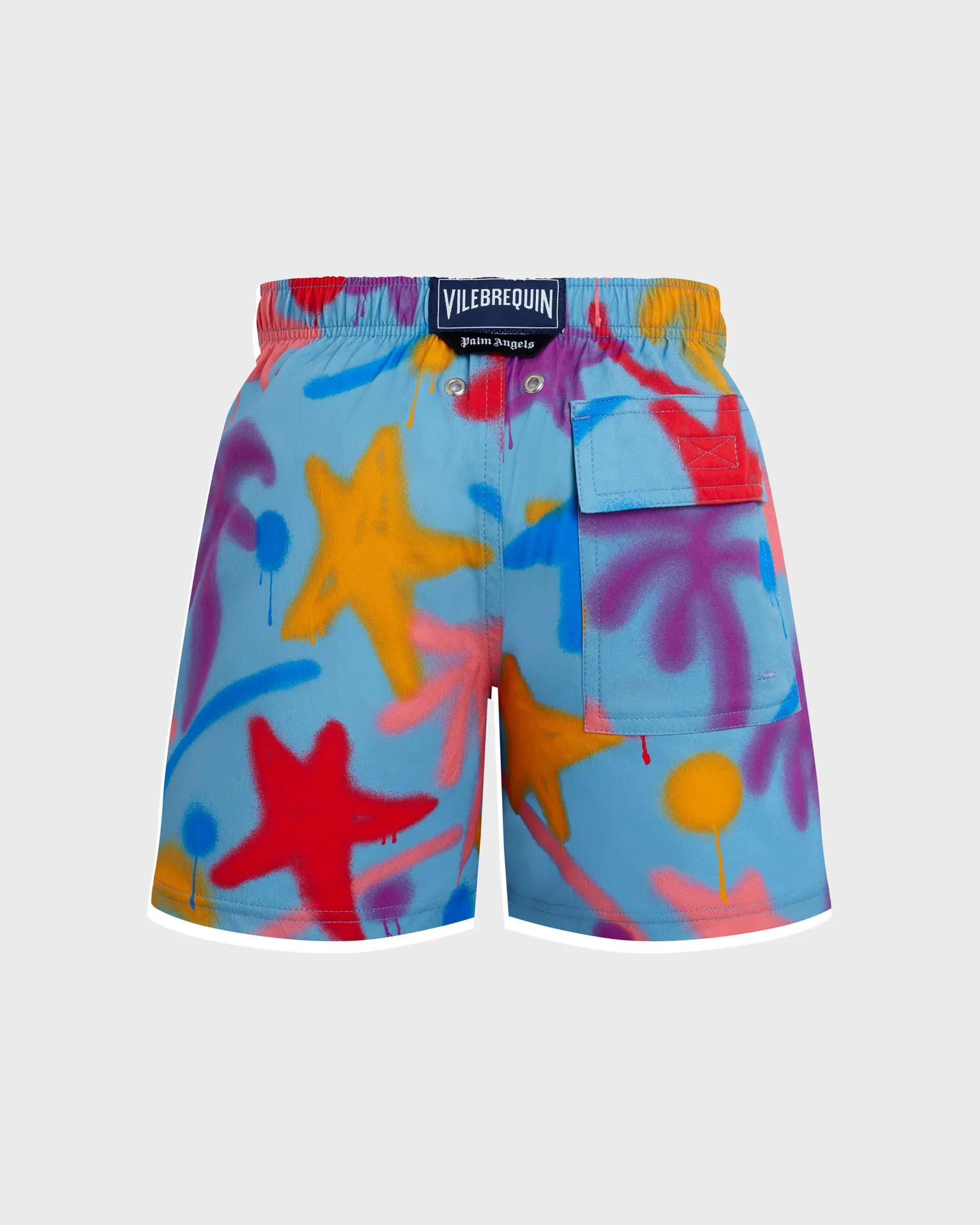 Vilebrequin - Spray Paint Stretch-badeshorts Für Jungen - Vbq X Palm Angels - Bademode - Jirise - Blau - Größe 6 – Bild 2