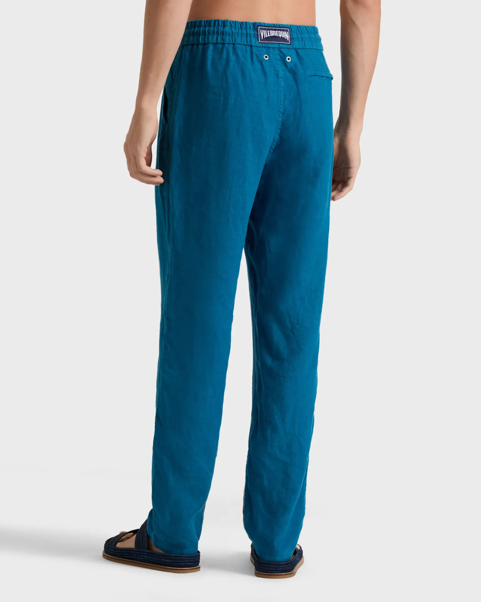 Vilebrequin - Solid Gerade Geschnittene Leinenhose Für Herren - Hose - Parc - Blau - Größe XL – Bild 4