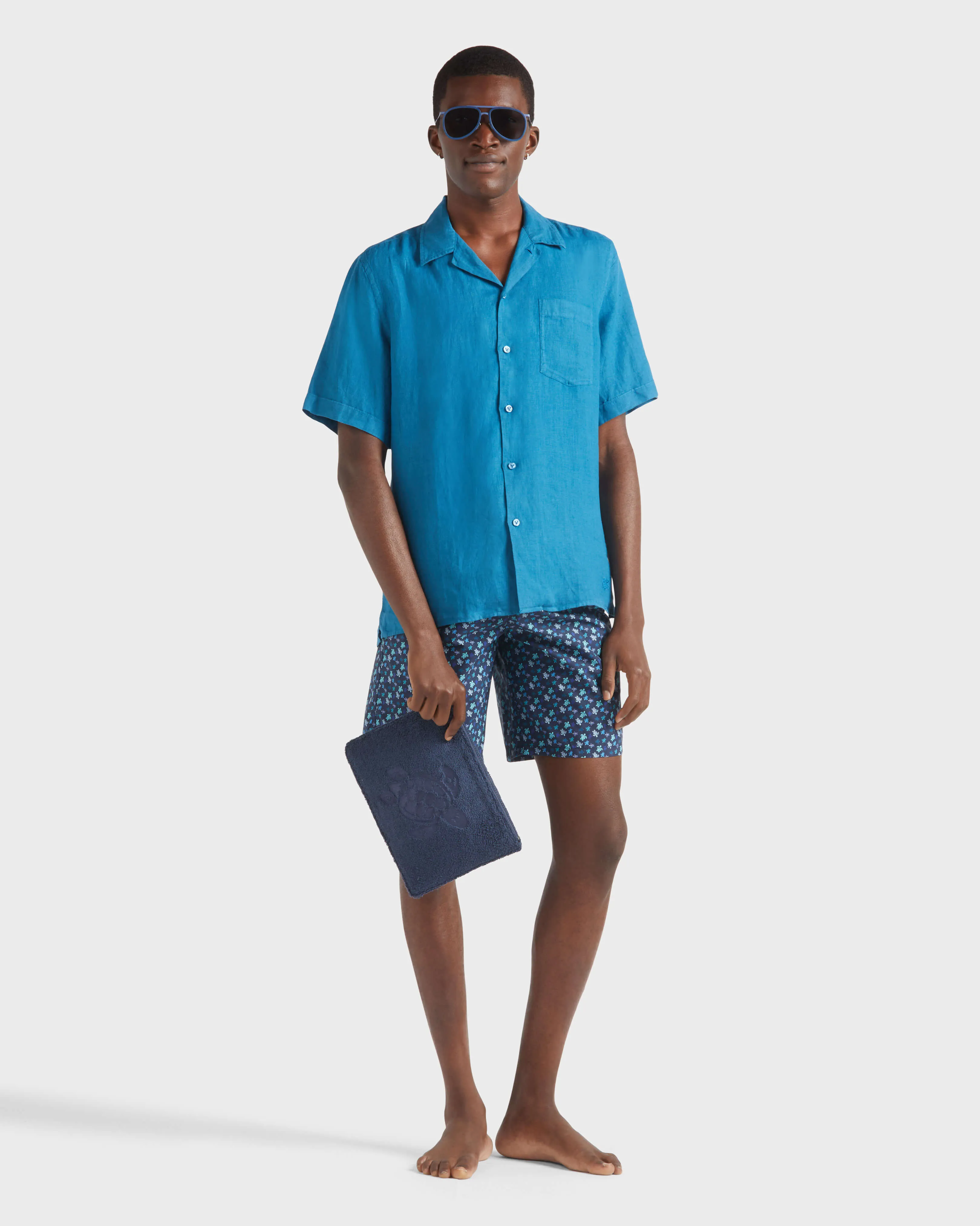 Vilebrequin - Solid Bowling-hemd Aus Leinen Für Herren - Hemd - Charli - Blau - Größe S – Bild 5