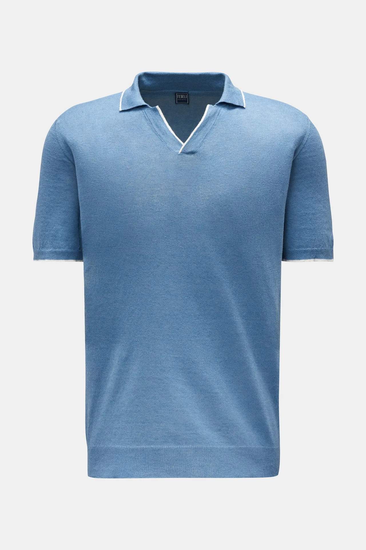 Fedeli - Herren - Kurzarm-Strickpolo %27Delta%27 blau Fedeli - Herren - Kurzarm-Strickpolo %27Delta%27 blau