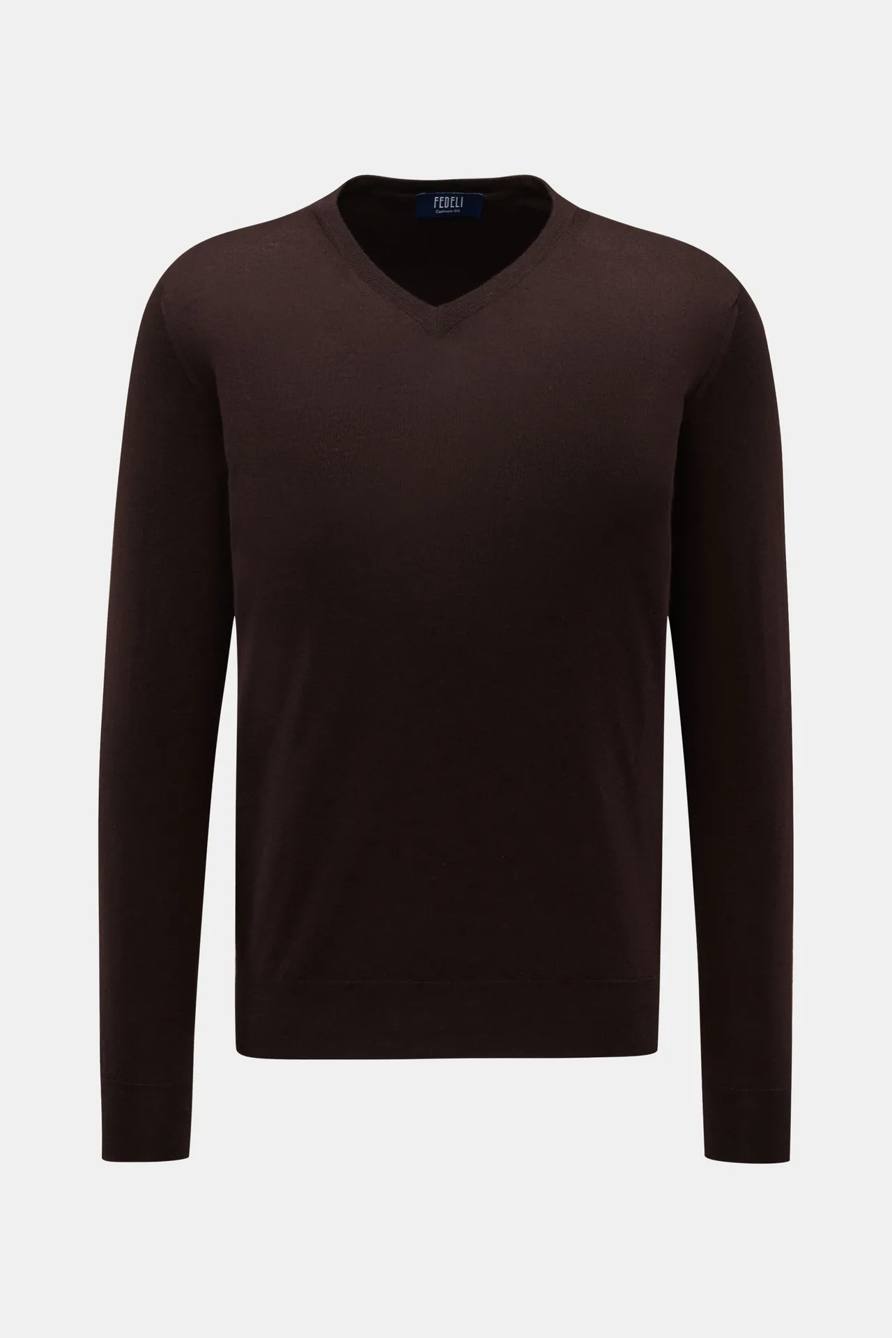Fedeli - Herren - Feinstrick V-Neck Pullover dunkelbraun Fedeli - Herren - Feinstrick V-Neck Pullover dunkelbraun
