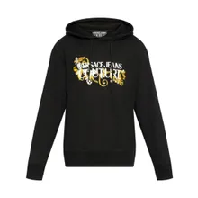 Versace Jeans Couture - Black Cotton Sweatshirt With Drawstring Hood - Größe L - schwarz Versace Jeans Couture - Black Cotton Sweatshirt With Drawstring Hood - Größe L - schwarz