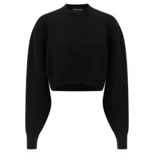 Tom Ford - Cropped Black Sweatshirt With Balloon Sleeves - Größe XXS - schwarz Tom Ford - Cropped Black Sweatshirt With Balloon Sleeves - Größe XXS - schwarz
