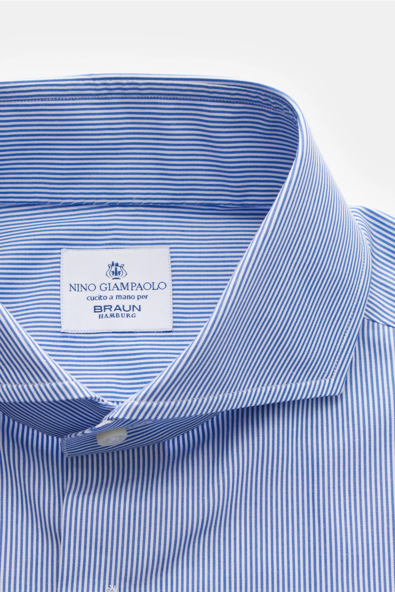 Giampaolo - Herren - Business Hemd Haifisch-Kragen graublau/weiß gestreift – Bild 2