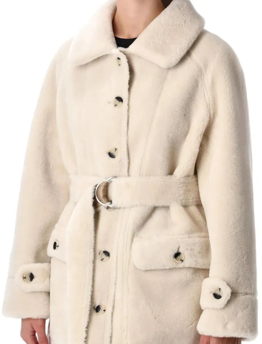 Urbancode - Reversible Faux Fur Belted Coat With Suede Interio - Größe L - beige – Bild 3