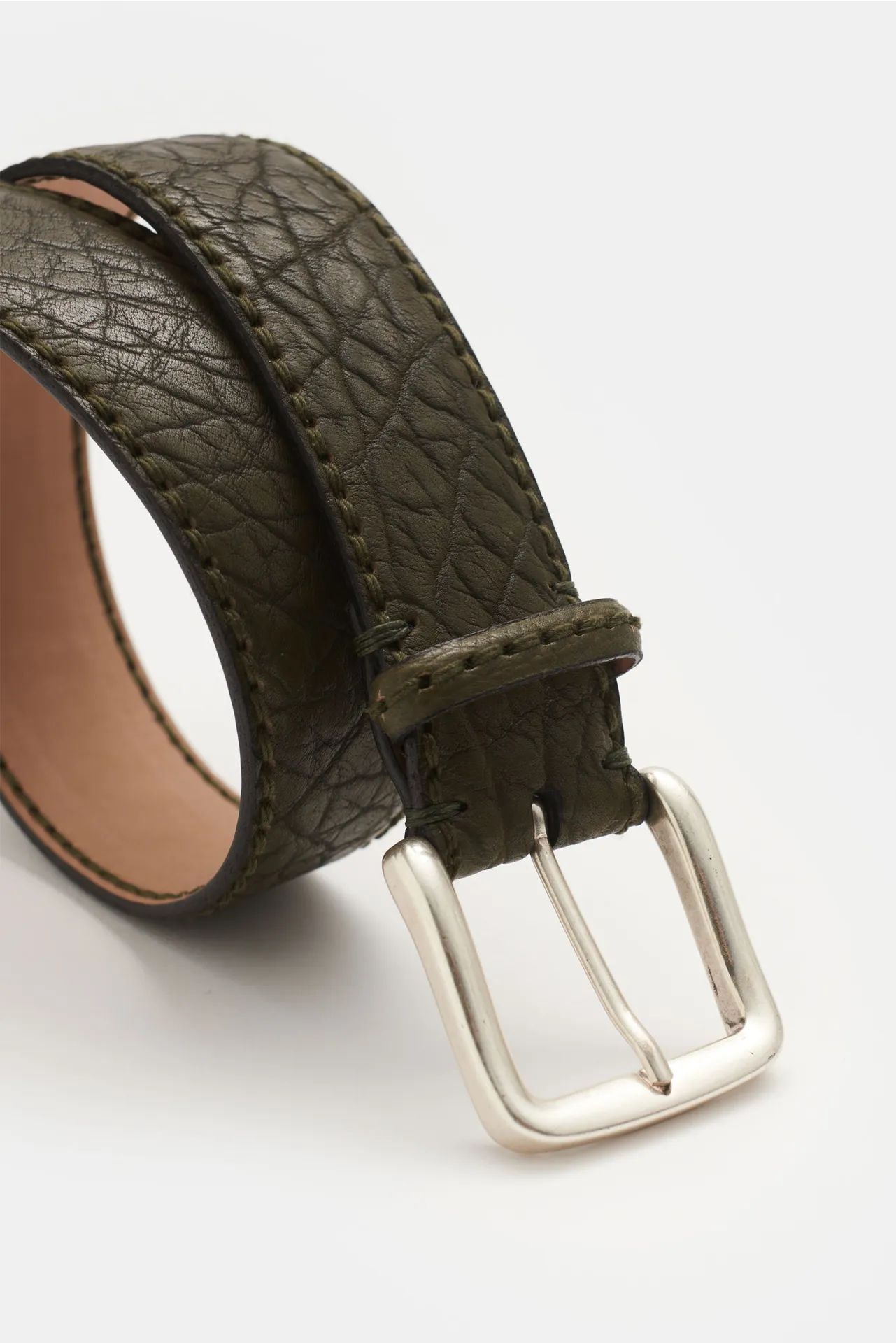 Fausto Colato - Herren - Gürtel Bisonleder dunkelgrün – Bild 2