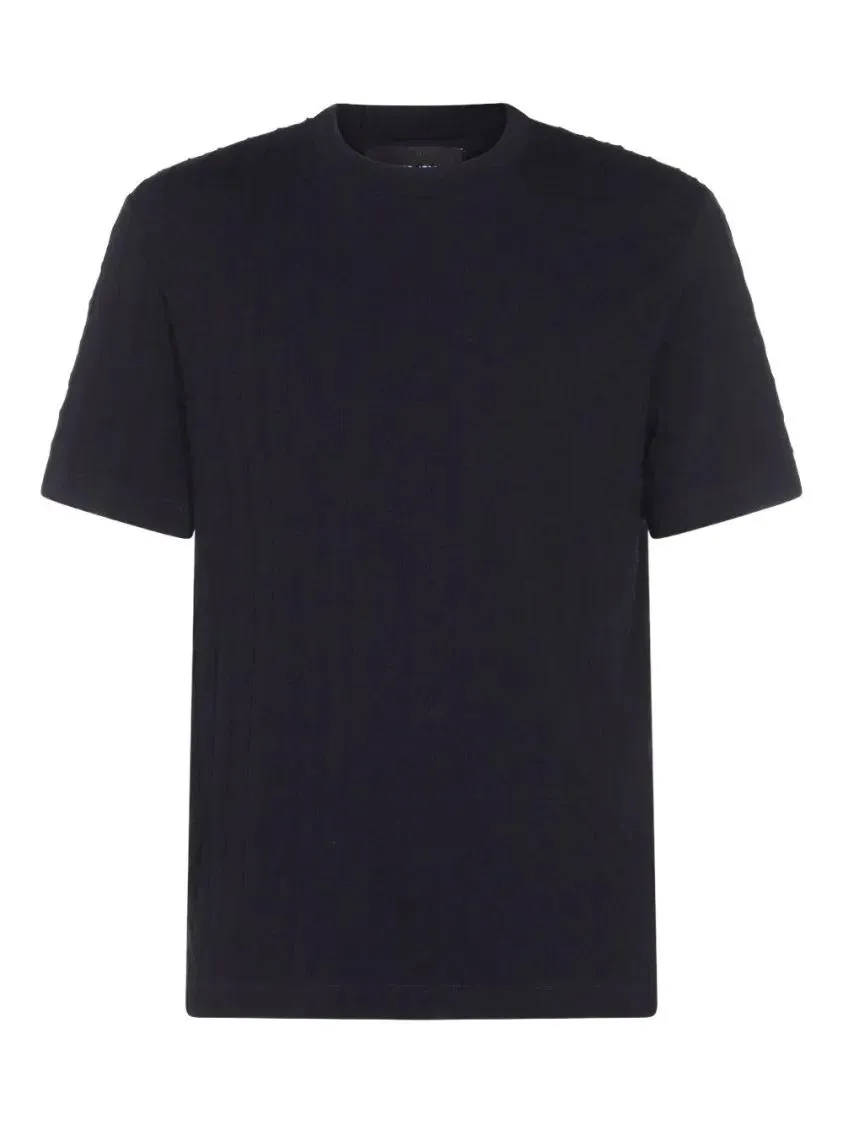 Giorgio Armani - Midnight Blue Ribbed T-Shirt - Größe 52 - blue Giorgio Armani - Midnight Blue Ribbed T-Shirt - Größe 52 - blue