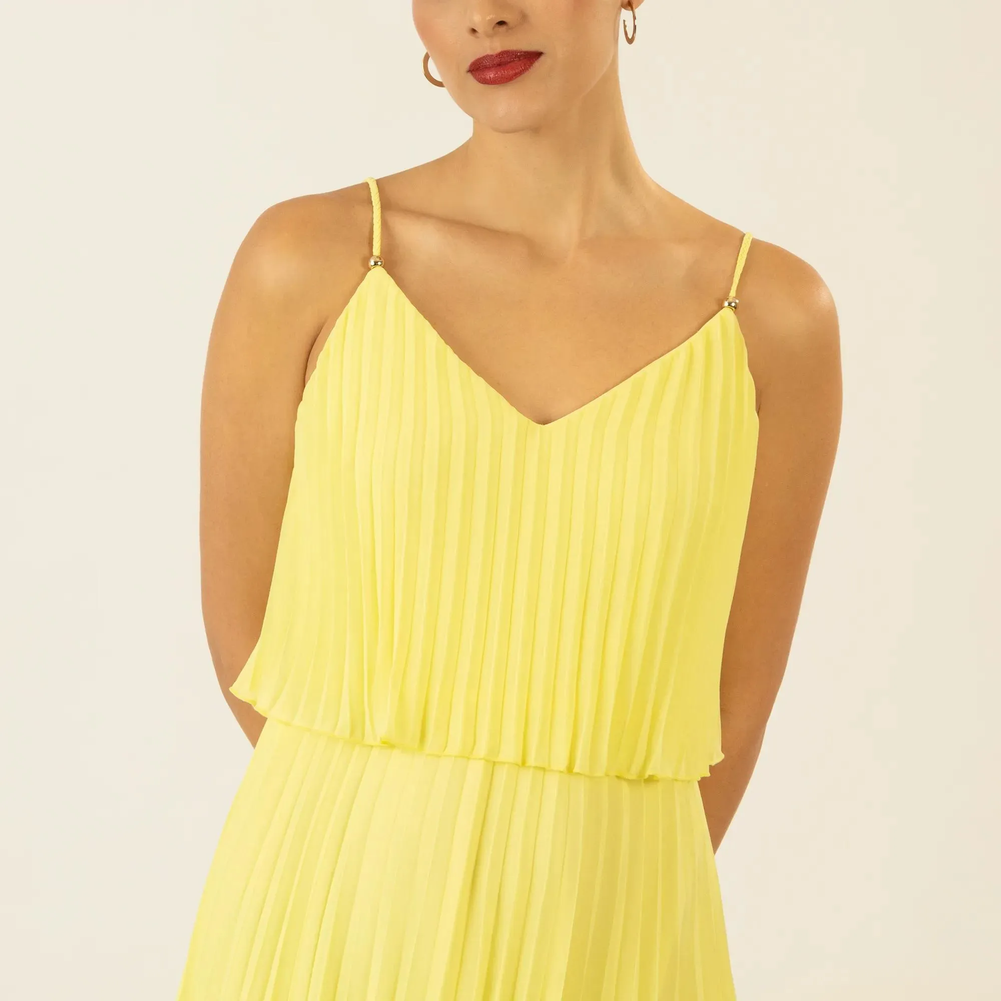 Apart - kurzes Plisseekleid - Größe 38 - gelb – Bild 3